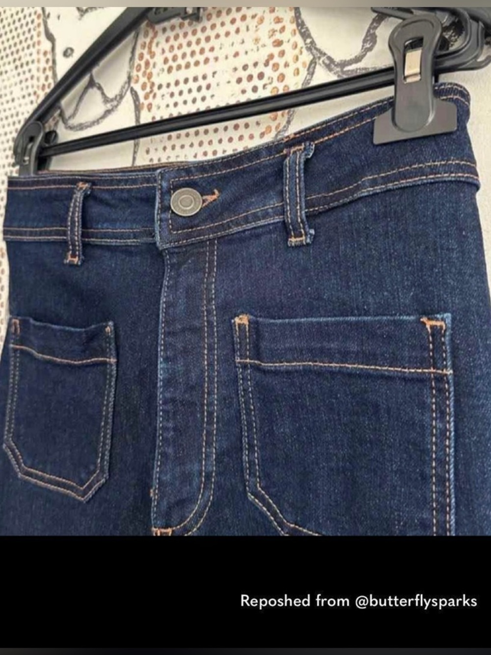 New ZARA Marine Straight Wide Leg High Waist Patch Pocket Dark Blue Jeans 4 - Picture 4 of 14